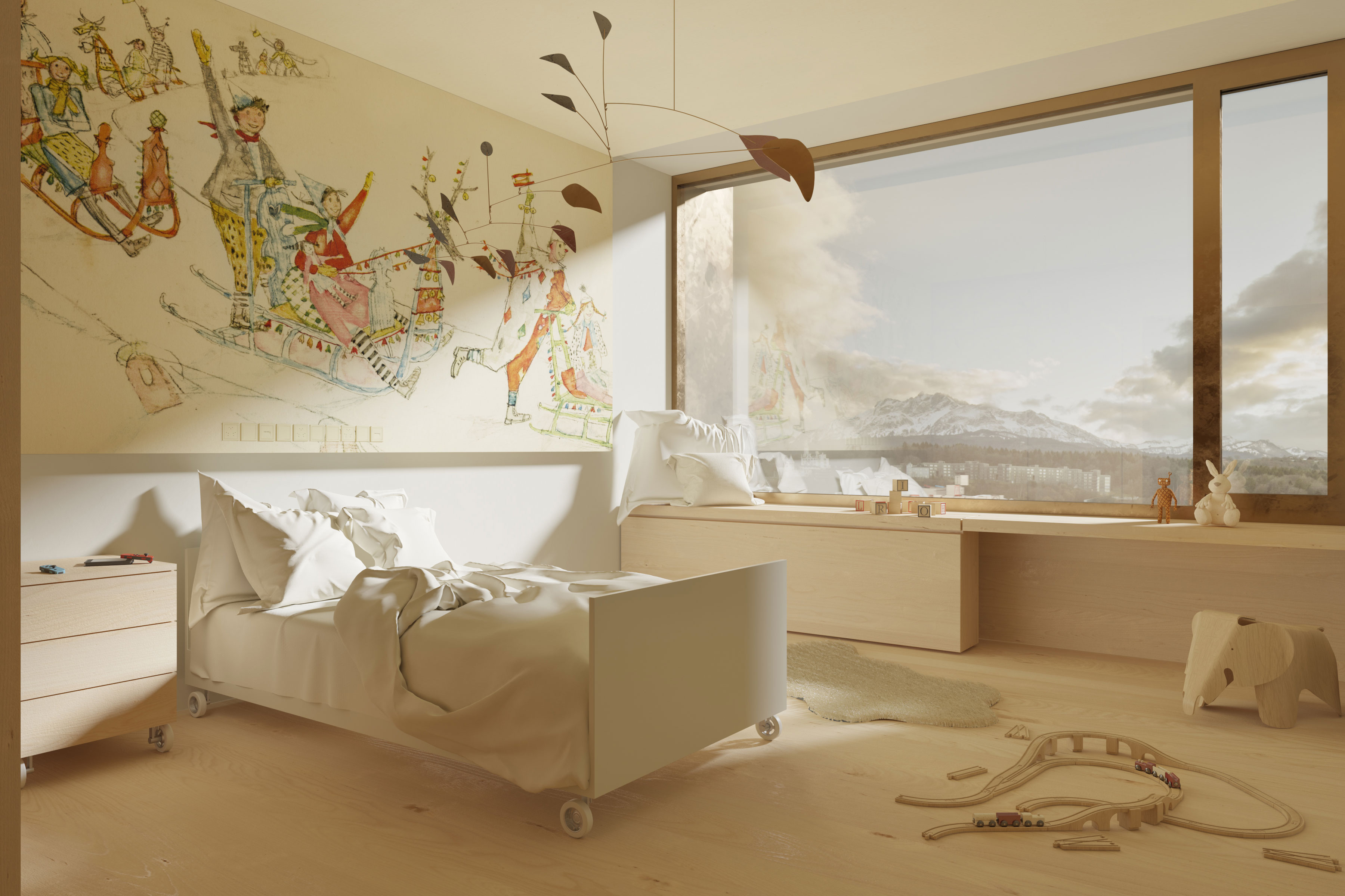 Neubau Kinderspital und Frauenklinik Kantonsspital Luzern | Wettbewerb Marques Architekten 2020 | Visualisierung Dario Lanfranconi